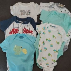 Six newborn onsies